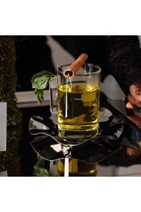 طقم شاي زجاجي بنقشة النعناع مكون من 18 قطعة لـ 6 أشخاص - طقم تقديم القهوة