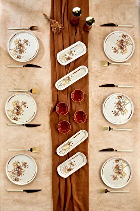 طقم إفطار شجرة التمنيات من السيراميك الذهبي الفاخر مكون من 14 قطعة