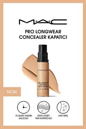 15 Saate Kadar Kalıcı Orta Kapatıcılıkta Göz Altı Kapatıcısı - Pro Longwear Concealer Nc20 - 9ml