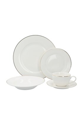 طقم عشاء بحافة ذهبية مكون من 20 قطعة