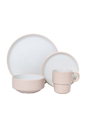 طقم عشاء من الفخار بتصميم أنيق وعصري مكون من 16 قطعة