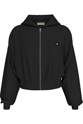 سترة بغطاء رأس وشعار