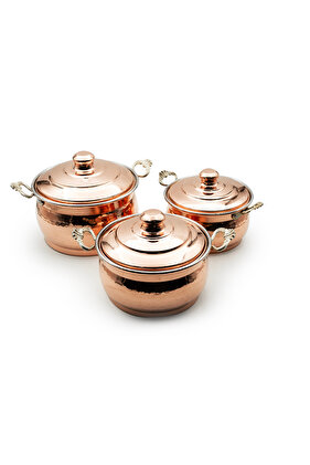 طقم أواني طهي نحاس مكون من 3 قطع