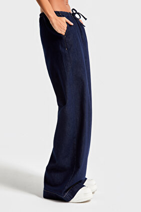 قماش نسائي من قماش الدنيم النيلي - 7w450، قماش مريح، مقاس فضفاض