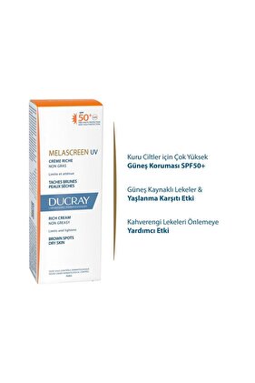 Melascreen Cream SPF50+ Kuru ve Lekeye Eğilimli Ciltler İçin Güneş Kremi 40 ml
