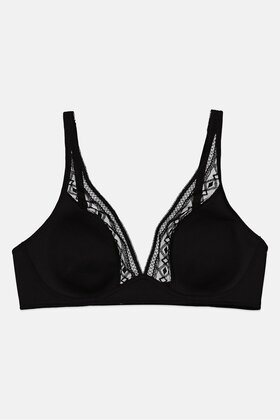 حمالة صدر نسائية سادة غير مبطنة، باللون الأسود