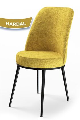 Dexa Serisi Hardal Sarısı Renk Sandalye Mutfak Sandalyesi, Yemek Sandalyesi Ayaklar Siyah