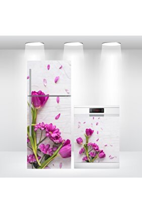 Buzdolabı Ve Bulaşık Makinesi Kapak Kendinden Yapışkanlı Sticker Folyo Çiçek