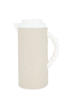 ترمس رويال 7 من الجلد المنقوش باللون البيج، سعة 1 لتر