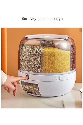 Multi-Compartment One-Touch Grain Dispenser – Rotating Dry Food Storage Container