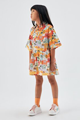 فستان بناتي منقوش من متجر بي جي 23psstj4903