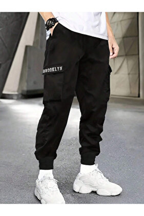 بنطال رياضي بجيب كارجو مطبوع من بروكلين