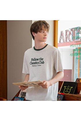 تي شيرت رجالي من جيوردانو مصنوع من القطن بطبعة جيرسي