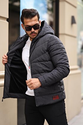 Nepremokavý pánsky pufer kabát s kapucňou