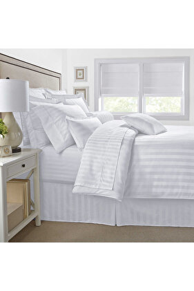 طقم لحاف فندقي مكون من 6 قطع مقاس مزدوج من القطن بنسبة 100% | أبيض 218 × 203 سم