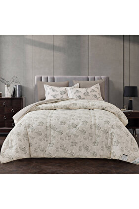 طقم لحاف قطني مزخرف بنقشة زهور، 4 قطع، مقاس مفرد 140 × 200 سم