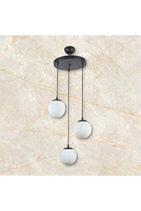 GLASS 3-PIECE BLACK CHANDELIER