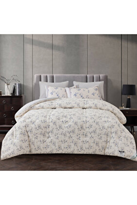 طقم لحاف قطني مزخرف بنقشة زهور، 4 قطع، مقاس مفرد 140 × 200 سم