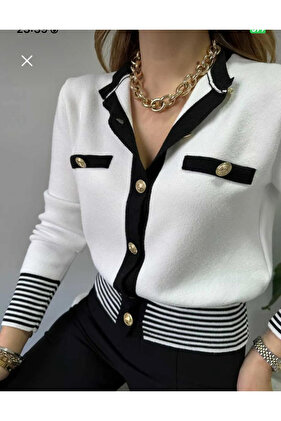 Polyelite Gold Button Collar Knitwear Jacket