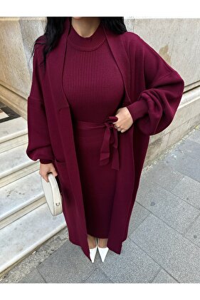 طقم كارديجان نسائي بجيب مزدوج