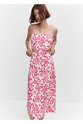 Keten karışımlı cut-out elbise