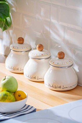 7708 طقم بهارات مكون من 3 قطع مصنوع من المينا مع الحب