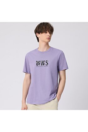 تي شيرت رجالي من القطن الجيرسي بقصة ضيقة وأكمام قصيرة وياقة دائرية وطبعة WWS