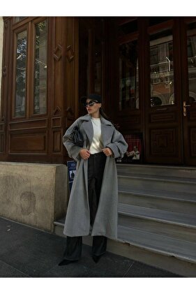 Antracitový kabát Vorkuta s opaskom