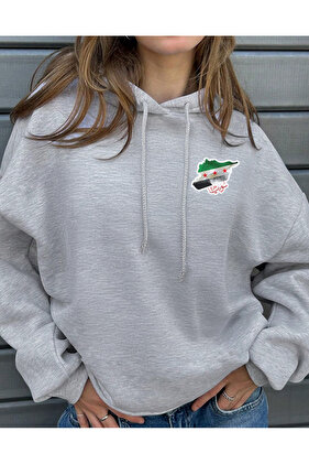 سويت شيرت بقلنسوة مطبوع عليه علم سوريا