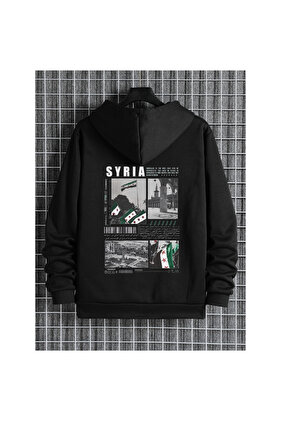 سويت شيرت بقلنسوة مطبوع عليه سوريا