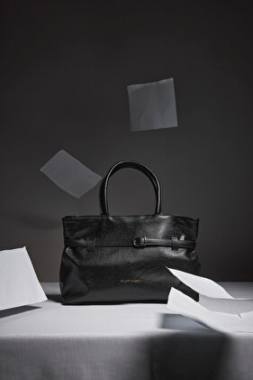 Black Leather Belt Bag