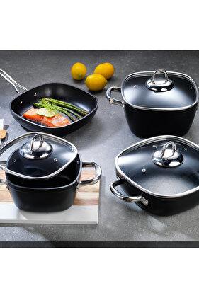 طقم أواني الطبخ Gastronomie Master Y.y. - Ind-7 قطع - أسود