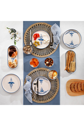 طقم إفطار صني 4 أشخاص 10 قطع - أزرق داكن