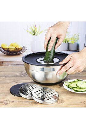 Rührschüssel inkl. 3 Reiben aus Edelstahl