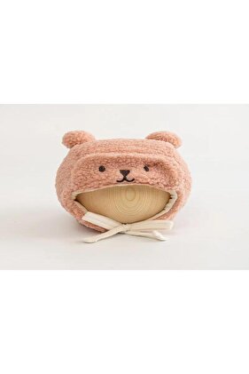 Pembe Ayıcıklı Peluş Detaylı Kışlık Çocuk Şapkası