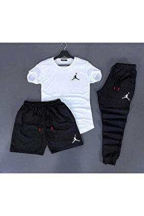 NY Baskılı Ünisex Yazlık Şort T-shirt Eşofman Altı 3 lü Set Combin Takım