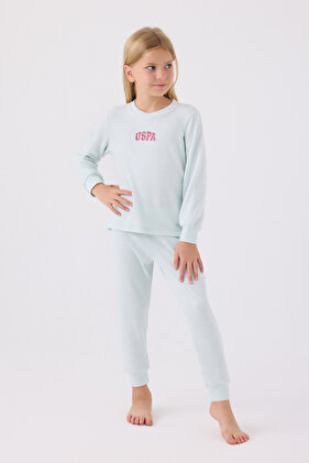 طقم علوي وسفلي باللون الأخضر المائي للفتيات 50299774-VR048