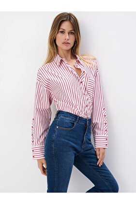 Hello Gömlek Gömlek Yaka Standart Boy Regular Fit Kirmizi Renk Gömlek