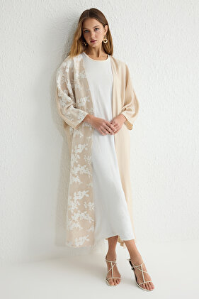 Lace Detailed Hooded Woven Ferace - Tctss25Kf00001