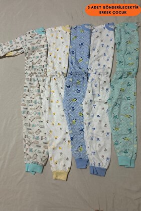 طقم بيجامات قطنية أساسية للأطفال مكون من 3 قطع بأسعار مطبوعة مختلطة