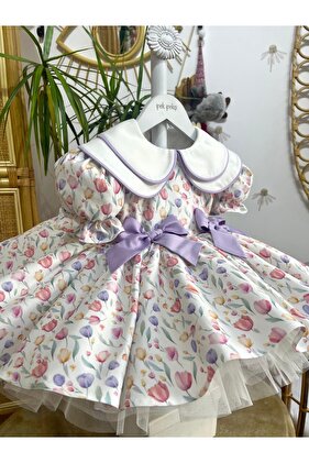 فستان عيد ميلاد منقوش على شكل توليب