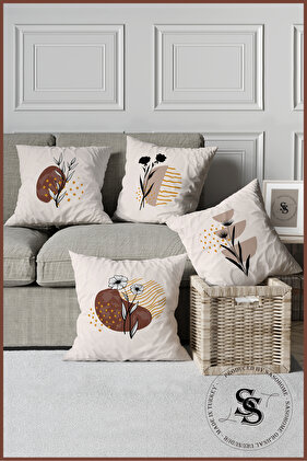 Spring Flowers Patterned 3D Digital Printed 4-Piece Decorative Gift Cushion Cover - Pillow Case