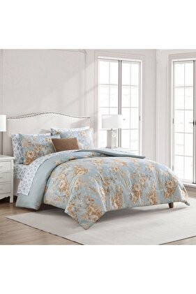 طقم سرير مزدوج كارو أزرق 8 قطع 229 × 269 سم