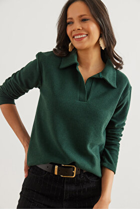 Női smaragdzöld pólónyakú Thessaloniki blúz BLZ- 19002810