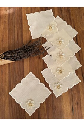 6 قطع من مناديل تقديم الكوكتيل القبة مع بروش ديزي