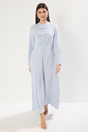 فستان حجاب منسوج بدون بطانة باللون الأزرق الفاتح TCTSS25EB00021