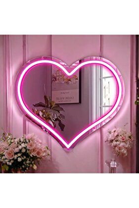 Kalp Neon Ayna (30x26)