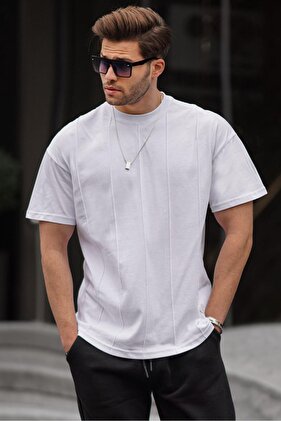 Biały T-shirt męski z okrągłym dekoltem 6175