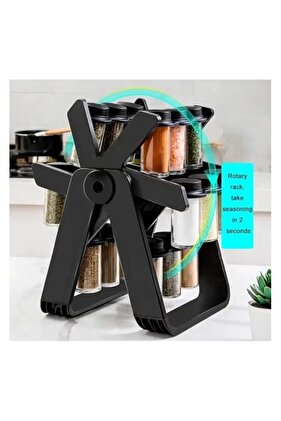 مجموعة رفوف التوابل الزجاجية الدوارة على شكل عجلة فيريس، 18 قطعة | تتضمن زجاجات توابل