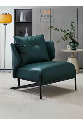 كرسي عصري من الجلد الصناعي مع إطار معدني أنيق ومريح لغرف المعيشة وغرف النوم